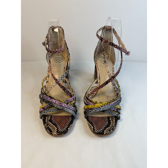 Vince Camuto Winivey Sandal Women Size 7.5 Multicolor Snake Print Chunky Heel - Picture 2 of 12